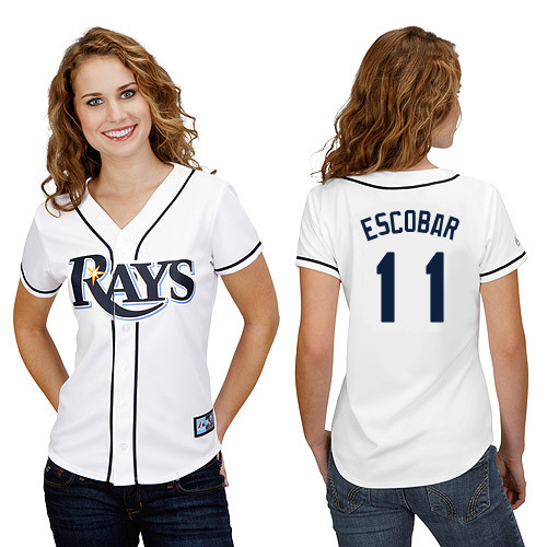 Yunel Escobar #11 mlb Jersey-Tampa Bay Rays Women's Authentic Home White Cool Base Baseball Jersey